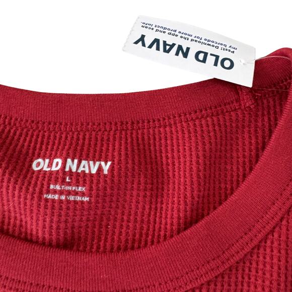Old Navy Men’s Red Waffle Knit Long Sleeve Thermal Shirt L Built-In Flex Casual - Picture 6 of 7